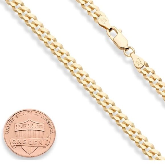 Men’s 18k Gold over 925 Cuban Chain Necklace 20” - Picture 3 of 9